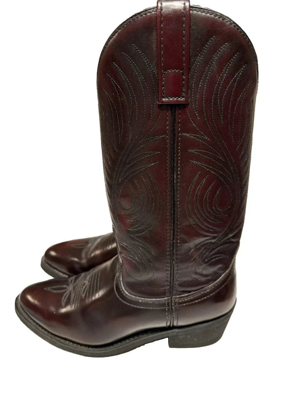 JB Dillion Burgundy Leather Cowboy Boots Mens 7D. New without Box